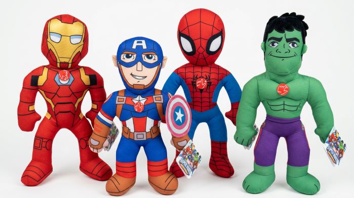 (Mis 1) MARVEL Peluche 15cm c/suono -Spiderman, Hulk, Cap America, Ironman  4ass…x60